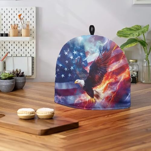 Image of Stars and Stripes Tea Pot Cozy for Keeping Warm Bald EagleTea Insulated Cosy Breakfast Warmer for America250,Dust Proof Flame Teapot Dust Protector Kitchen Decorative