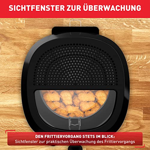 Tefal Uno M Fritteuse, 1470 Watt, Kapazität: 1 kg, Einstellbares Thermostat, Sichtfenster, Abtropfposition, Edelstahl, schwarz, Medium, FF215D – Bild 7