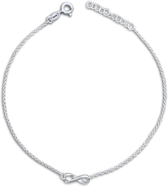 Designer Inspirations Boutique Infinity Symbol/Design Anklet/Ankle Bracelet/Ankle Chain - 925 Sterling Silver - Adjustable 9" to 10" Inch / 11" to 12" Inch (Extra Large) - Anklets for Women