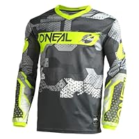 O’NEAL | Motocross-Jersey langarm | MX Enduro | Gepolsterter Ellbogenschutz, V-Ausschnitt, atmungsaktiv | Element Jersey Camo V.22 | Erwachsene | Grau Neon-Gelb | Größe M