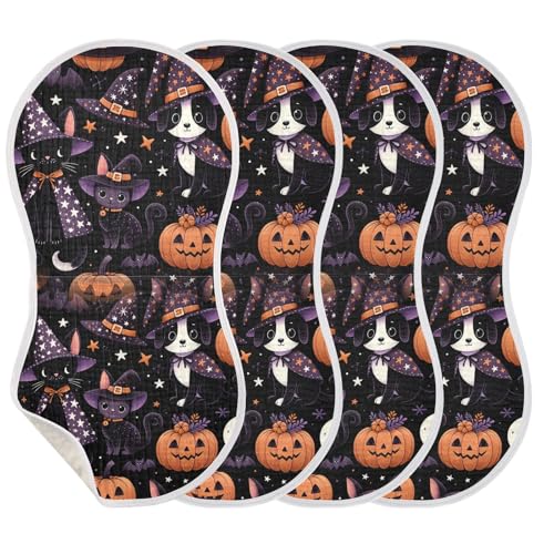 Muslin Baby Burp Cloths, Witch Cat Dog Cotton Soft Burp Cloths for Newborns​​, Extra Absorbent Burp Cloths 1-Pack​​, 22 x 11 Inch3