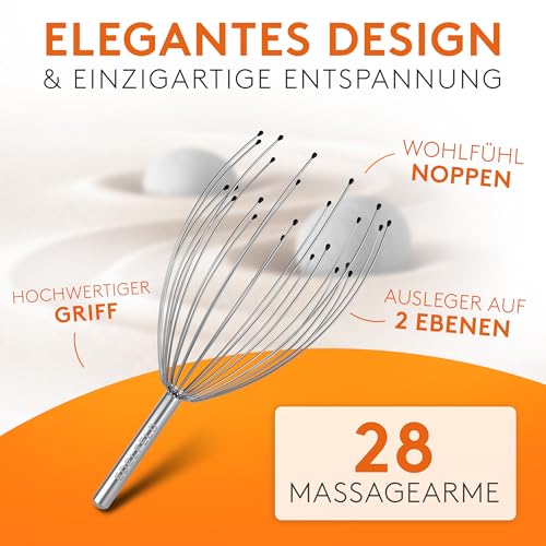 Die entspannende Kopfmassage Spinne mit 28 Fingern von Edelfeld [VERBESSERTE VERSION 2025] -Kopfmassagegerät mit Auslegern auf 2 Ebenen - Kopfkrauler mit Wohlfühl-Noppen - Massagespinne als Geschenk 2