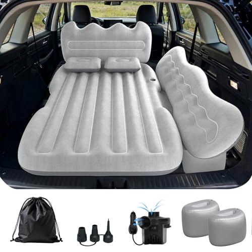 Deeteck Inflatable Car Air Mattress Back Seat Bed - Portable Car Travel Camping Sleeping Air Mattress Blow Up Bed for Car Universal SUV