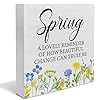 Spring a lovely reminder wooden box sign farmhouse spring wood box sign art blocks desk decor rustic signs for shelf tabletop home decoration 5 x 5 inch  urban country home decor