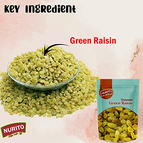 Image of Nurito Kishmish (Green Raisins) 600 Grams (200gm X 3) - Hari Darakh | Green Raisns Nutrient-Rich Superfood for Energy |Hari Kishmish Rich Source of Potassium & Dietry Fiber - This seedless Kishmish is the Best Snack for Every Age Group | Kishmish | Delicious Snack