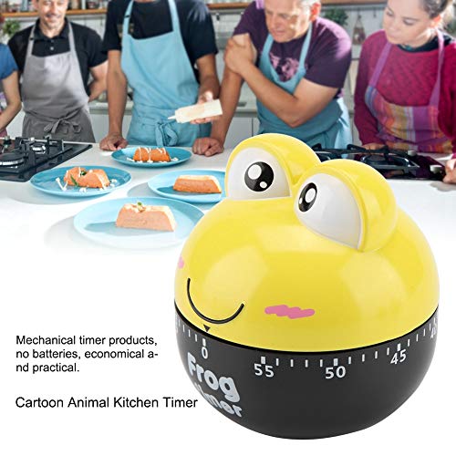 Kitchen Timer 55 Minutes Plastic Mechanical Timing Tool Cute Cartoon Animal Frog Shape Kitchen Timer Cooking Supplies for Home Restaurant(Yellow) - Image 4