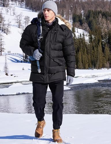 Men's Long Winter Coats Warm Water Resistant Puffy Hooded Windbreaker Insulated Thicken Jackets with Hood4