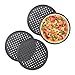 Produktbild Relaxdays 10030761 Pizzablech, 4er Set, rund, gelocht, antihaft, Pizza & Flammkuchen, aus Stahl, Knusperblech,  32 cm, anthrazit