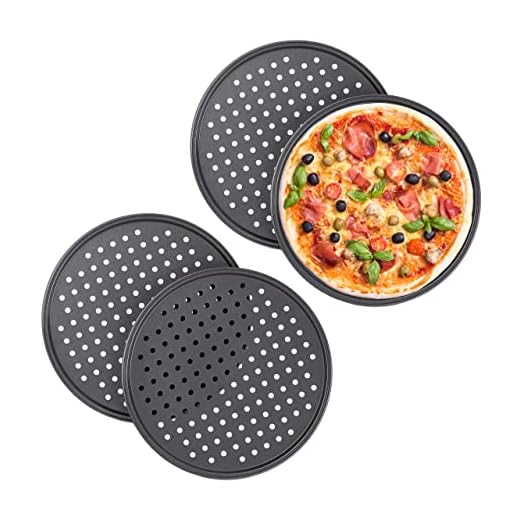 Relaxdays Teglie per Pizza, Set da 4, Rotonda, Forata, Antiaderente, per Crostate, Acciaio, Padella, ∅ 32 cm, Antracite