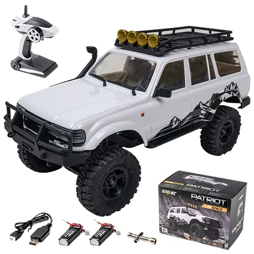 EAZYRC Patriot 1/18 2.4Ghz Crawler RC Car, All Terrain Hobby 4WD Off Road Truck Vehicle Models RTR for Boys Kids - Batteries x2