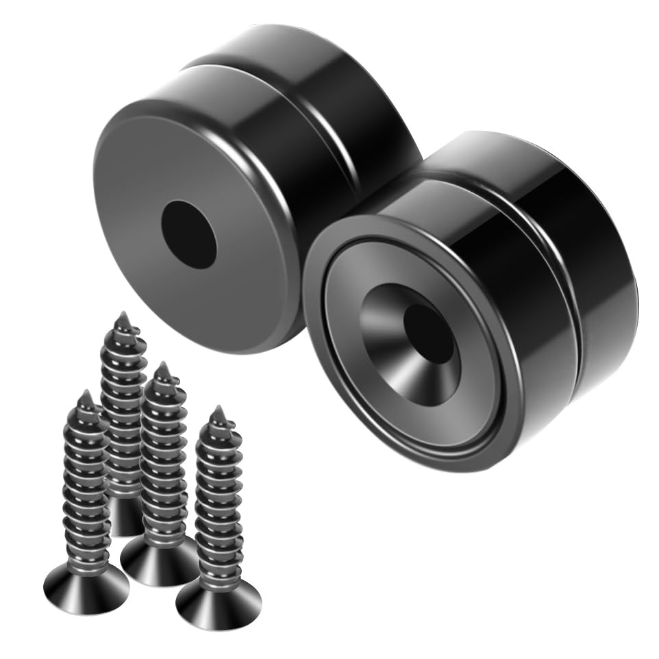 Neosmuk 20mm Diameter Magnets Ideal for Wooden Wall, Whiteboard, Door, Home, Kitchen, Office (Black, Pack of 4)