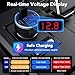 AGEK USB C Car Charger, 4 Port 78W USB Car Charger Adapter Fast Charging Multi Port Cigarette Lighter Adapter with Voltmeter Type C Phone Car Accessories for iPhone 17/16/15/14, Samsung Galaxy, iPad