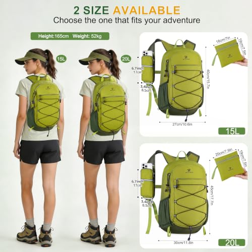 BECOJADDE 15L Packable Hiking Backpack