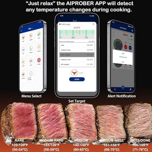New-500FT-Smart-Wireless-Meat-Thermometer-APP-Control-Bluetooth-Wireless-Digital-Cooking-Thermometer-for-Grilling-and-SmokingBBQOvenSmokerAir-FryerStove-2Probe
