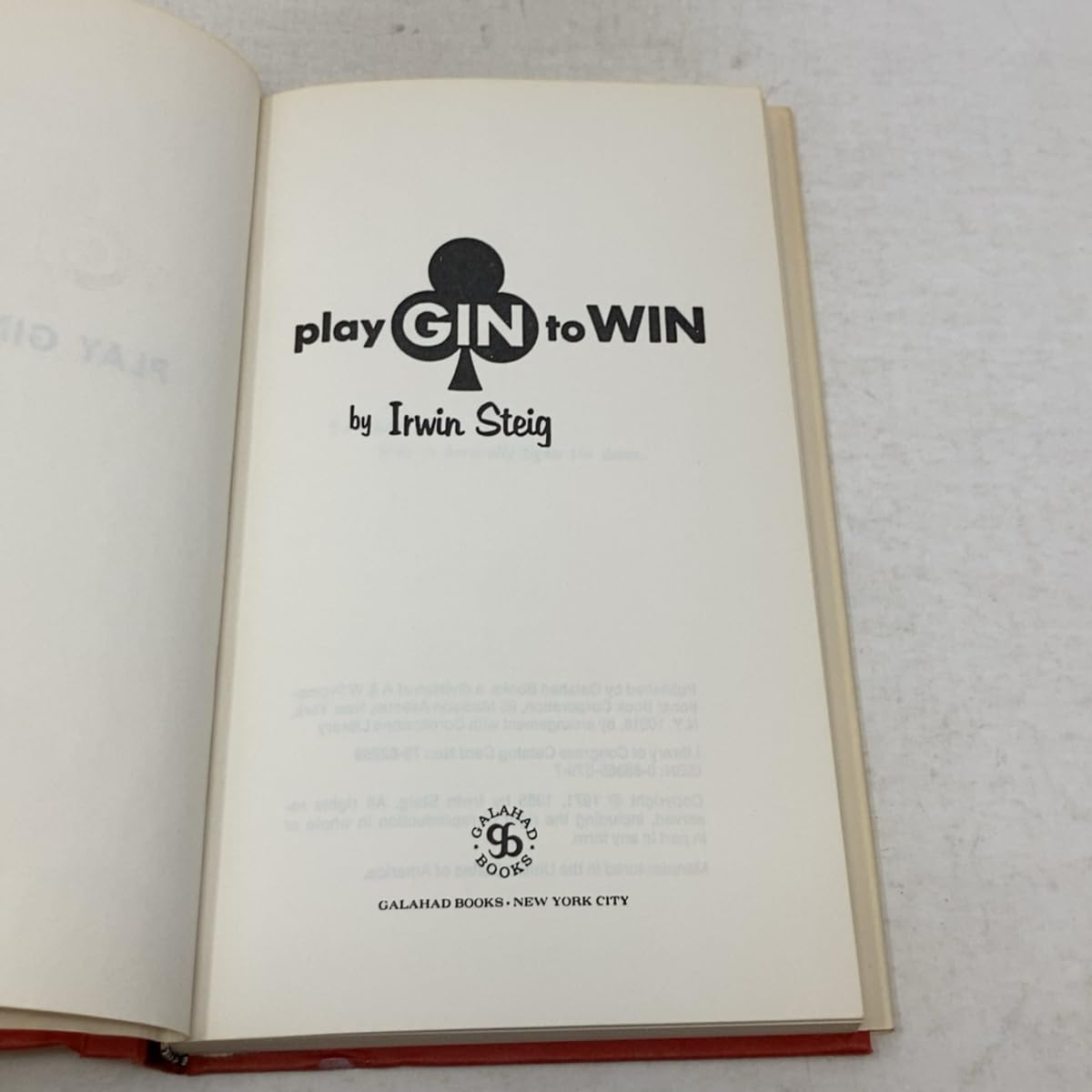 Play Gin to Win / by Irwin Steig [Hardcover] - PT03