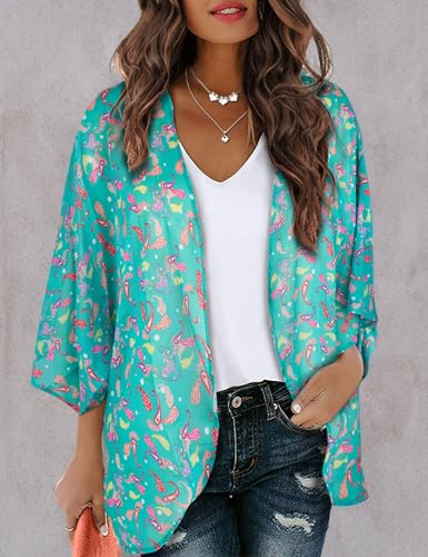 Image of Chunoy Women Short Sleeve Chiffon Kimono Beach Swimsuit Cover Up