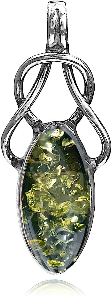 Ian and Valeri Co. Green Amber Sterling Silver Celtic Pendant