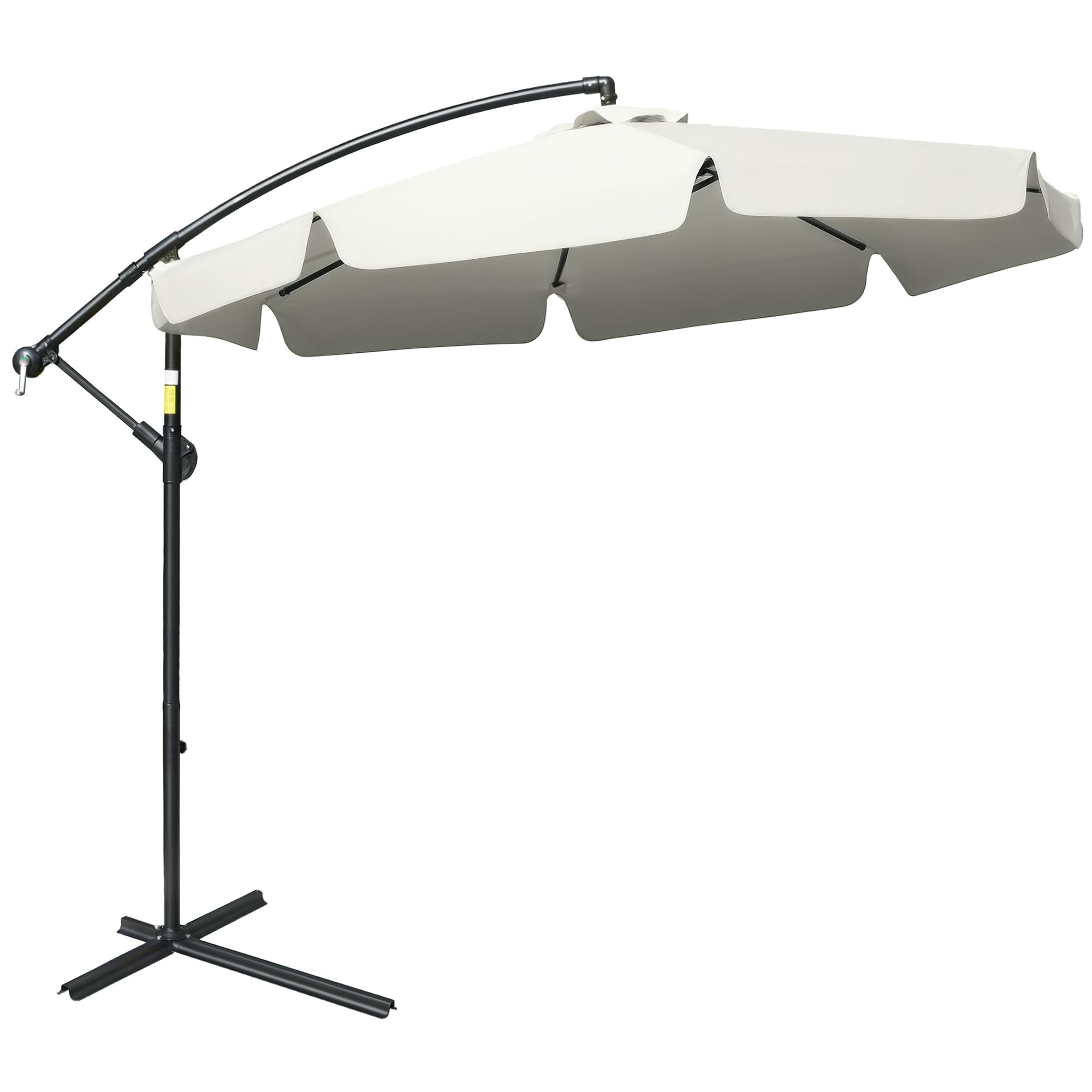 Outsunny 2.7m Garden Banana Parasol Cantilever Umbrella with Crank Handle - Cream White