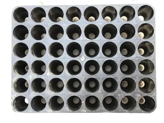 Image of Ecoflo Root Trainer Reusable Seedling Trays Plastic Plants Nursery Starter Cups Seed Germination Tray for Primary Germination 48 Cells 95cc Black - Pack of 2nos.