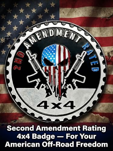 Image of 2 PCS Car Emblem, 4 x 4 Metal Automotive Badge, 3D Round Metal Car Badges Emblems, Car Badge Decals Stickers Compatible with Jeep Wrangler Vehicles Trucks SUV RV (2NG Amendment)