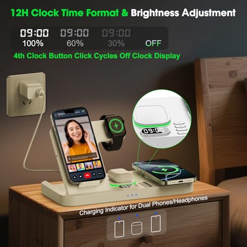 Image of Dual Phone Foldable Wireless Charging Station for Apple, Couple&Family Use