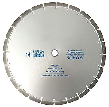 MLD CFWAP176 14 Inch Wet Dry Segmented Cutting Concrete Diamond Saw Blade for Concrete Masonry Brick Block Stone Granite Marble Stone Tile Concrete (Size 14 inch,Multicolour) pack of-1