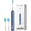 usmile P10S Sonic Electric Toothbrush 3 Modes Deep Clean & Whitening, 180-Day Battery Life, Cushioned Gum-Care Brush Head for Sensitive Teeth, Smart Timer, 2 Brush Heads Blue