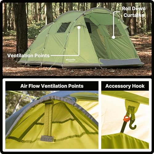 Eurohike Sendero 6 Man Family Tent with Porch & Spacious Living Area, 6 Person, Waterproof, Easy to Pitch, Tunnel Design, Ideal for Family Camping Trips & Festivals, 2000mm HH - Image 6