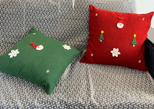 Set-of-2-Winter-Cushion-Covers-X-Mas-Pillow-Covers-Red-Santa-Throw-Pillow-New-Year-Gifts-Holiday-Decor-Size20x20inch Set of 2 Winter Cushion Covers X Mas Pillow Covers Red Santa Throw Pillow New Year Gifts Holiday Decor Size20x20inch