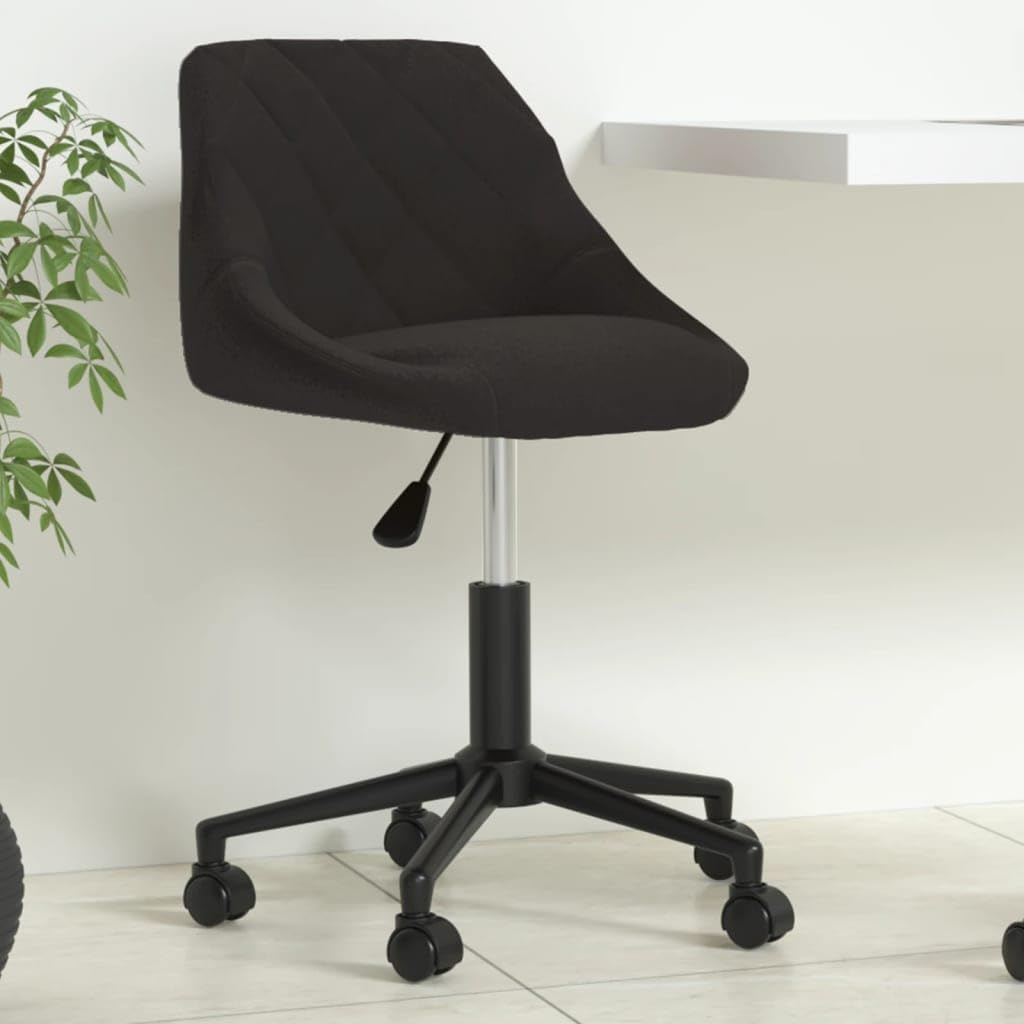 Chaise pivotante de bureau chic en velours noir au design moderne et épuré
