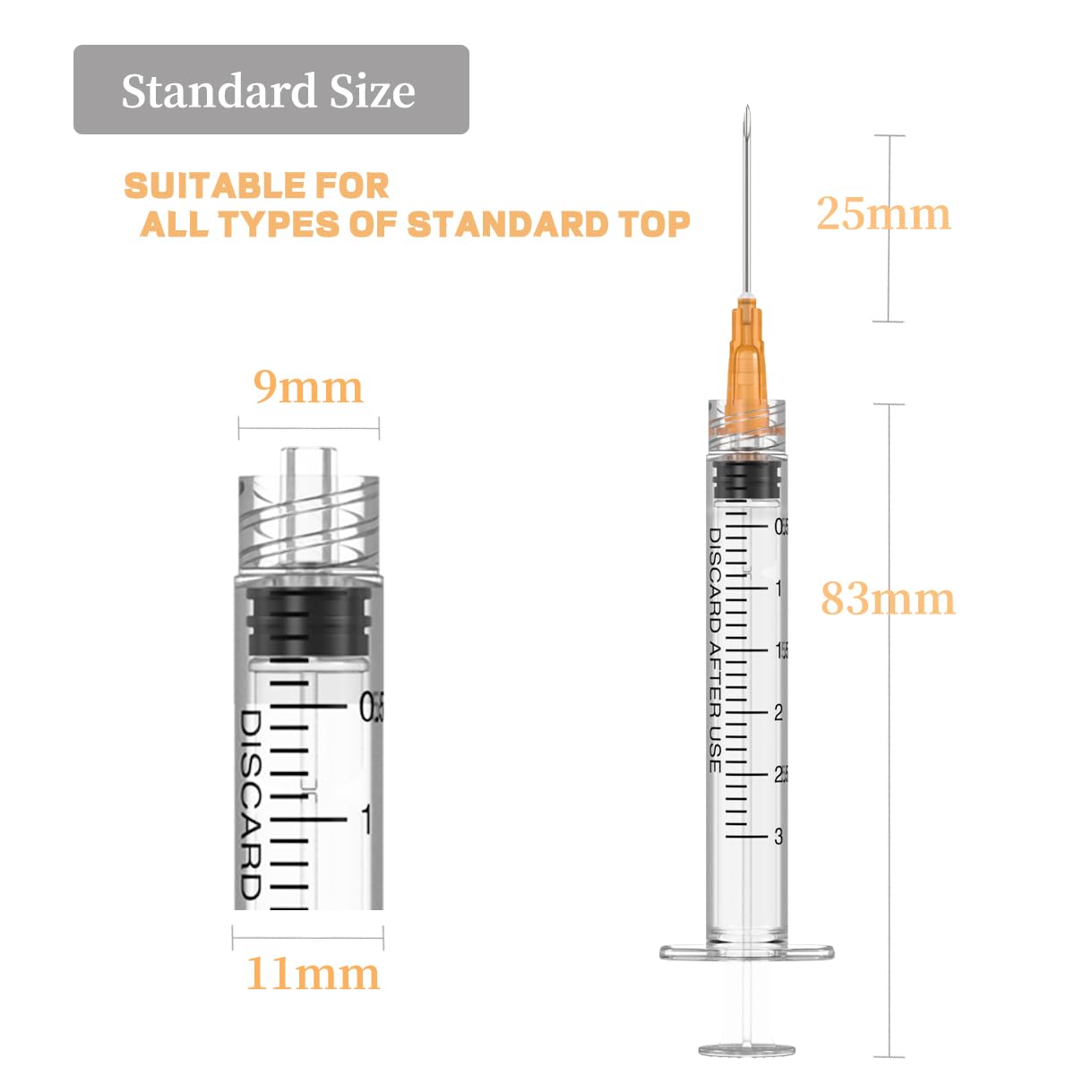 30 Pack 3ml Disposable Syringe with 25Ga 1.0 Inch Needle, Luer Lock Syringes, Individually Wrapped Lab Supplies — Amazon image 2