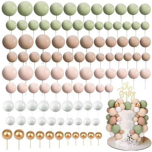 HTTDSLF 110 ornamentos coloridos para bolos, bolas para decoração de bolos, mini balões, Cake Topper decorar, ornamento de bolo de bricolagem, para festas de aniversário de criança, Baby Shower