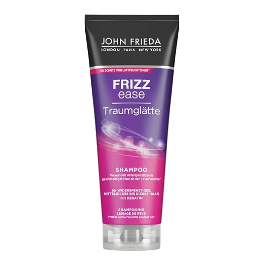 John Frieda - Frizz Ease Traumglätte Shampoo - Inhalt: 250ml - Haarglättung & 72h-Feuchtigkeitssschutz mit Keratin - Für widerspenstiges, mitteldickes bis dickes Haar