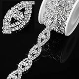 Sasylvia 3 Yards Crystal Rhinestone Trim Close Chain Bling Elegant Rhinestone Applique Chain for Sewing Crafts Wedding Party Clothing DIY Decoration
