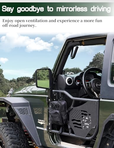 Image of JROAD Side Mirrors for Half Doors Side View Mirrors for Tubular Doors Compatible with Jeep Wrangler TJ JK JL Gladiator JT 1997-2025 -1 Pair