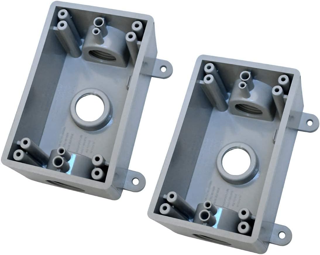 Single-Gang Electrical Outlet Box,Suitable 1/2-Inch or 3/4-Inch Electrical Conduit Weatherproof Outdoor Outlet Box,UL Listed,Plastic Junction Box Outlet（4PCS）