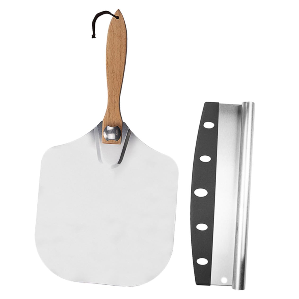 2 Stück Teiliges Pizzaschaufel Aluminium mit Klappbarem Holzgriff Dünner Pizzaschieber und Teigschaber Vielseitiger Pizzaheber für Backofen und Küchengebrauch