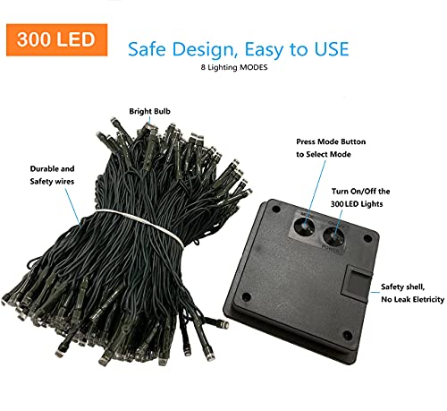 Kaq-2Pack Total 210Ft 600Led Solar String Lights Outdoor, Waterproof 8 Modes Solar Outdoor Tree Lights, Green Wire Lights For Garden, Party, Wedding (Warm White) #TOP7