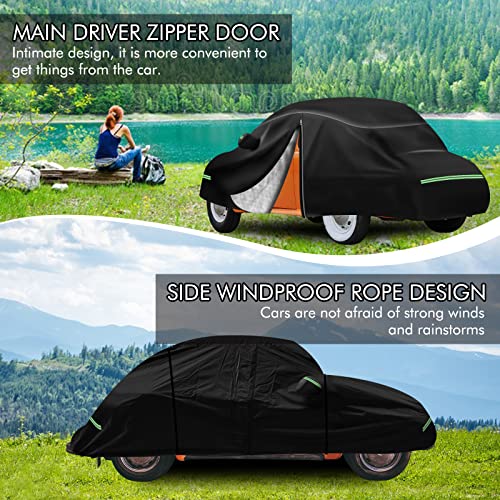 Image of for VW 1960-1980 Volkswagen Beetle Bug Sedan 2-Door Saloon Car Covers 210D Outdoor Waterproof UV, Custom-fit Protective Full Covers with Cotton Layer, Zipper Door, Reflective Strip, Storage Bag