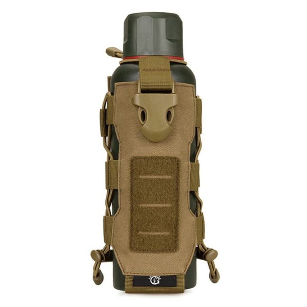 Acexier Khaki Tactical Molle Water Bottle Nylon Pouch 0.3L-0.8L Canteen Cover Holster Travel Kettle Bag With Molle System
