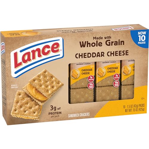 Lance Sandwich Crackers, Made with Whole Grain Crackers, Cheddar Cheese, 10 Packs, 6 Sandwiches Each - 6
