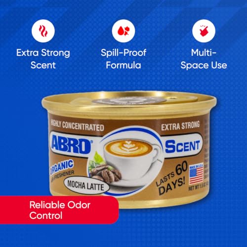 Image of ABRO Car Air Fresheners: Canned, Spill Proof Airfreshener for Home, Office, or Car Accessories Interior, Lasts Up to 60 Days - 3Pack Mocha Latte Scent