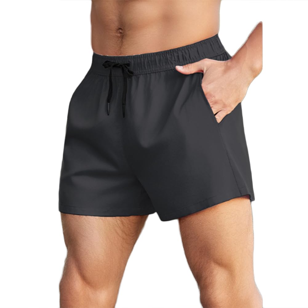 HSQSMWJ Mens Quick Dry Sports Shorts Elastic Waist Drawstring Design for Gym Running Fitness