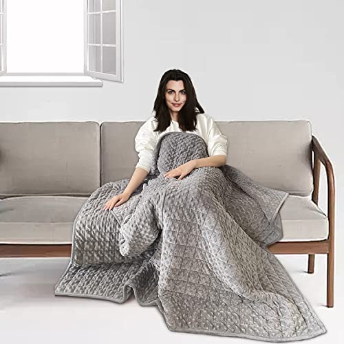 Weighted Blanket, Wearable Heavy Blanket 10lbs(57.4''x47.2'') Grey for Adult, Soft Material with Premium Glass Beads for Better Sleep - Image 3