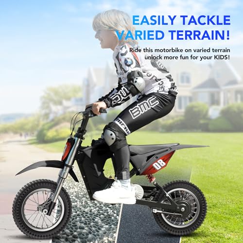 Evmore EM-ED01 36V 350W Electric Dirt Bike - Fast Speed Electric Motorcycle Up To 16 Mph & 10 Miles Long-Range, 3-Speed Modes, Twist Grip Throttle, Dual Suspension & Brakes For Kids Ages 5-8 thumb #4