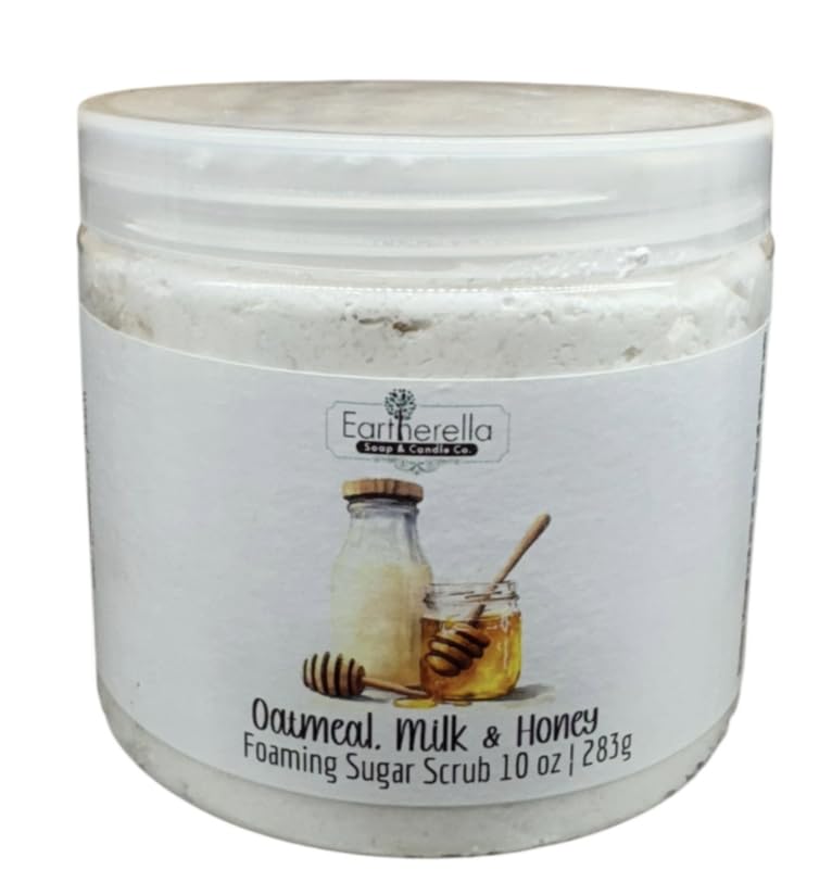 OATMEAL, MILK & HONEY Exfoliating Foaming Sugar Body Scrub, 10 oz jar