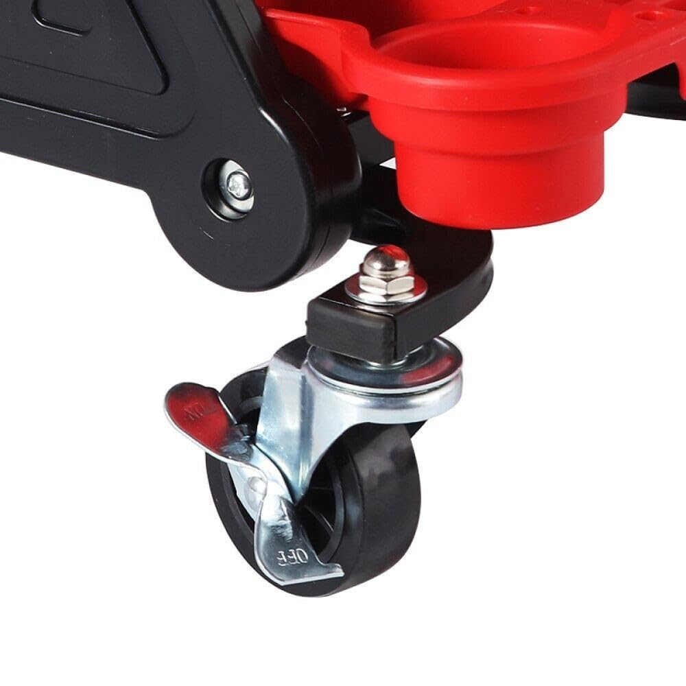 Trade Shop - Sgabello da Officina Meccanico 136kg Seggiolino Carrello Auto Moto con 4 Ruote