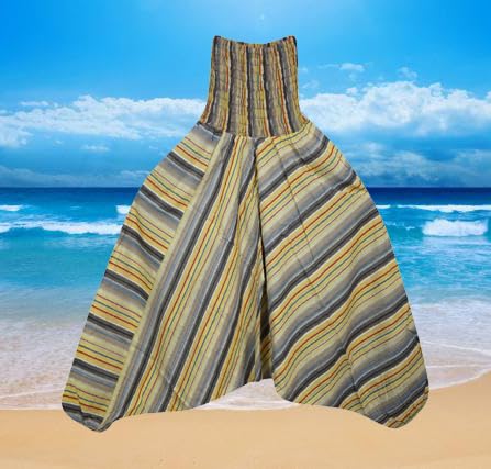 Boho Hippie Harem Pants Smock Waist Cuffed Yoga Pants with Drop Crotch Stonewashed Cotton Movement Pant S/M/L3