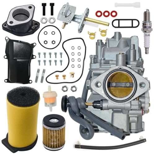 Cylinman Carburetor Fit for Yamaha Big Bear 350 YFM350 4WD 2WD 1987-1999 1996-1999 YFM350 Moto-4 1987-1995 Fit for Yamaha Kodiak 400 4x4 YFM400 1996-1998 With Air Oil Filter Fuel Petcock Valve