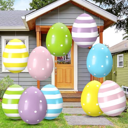 El Mejor Listado de Pascua los 5 más buscados. 50 Leyndo - Paquete de 10 huevos de Pascua inflables de 16 pulgadas, decoración de Pascua inflables para decoración al aire última intervensión, huevos coloridos inflables de...